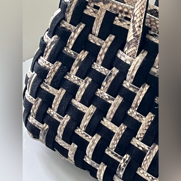 Nancy Gonzalez Python Suede Woven Snake Skin Purse Bag Colombia Rare - Picture 4 of 15